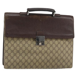 GUCCI GG Supreme Business Bag PVC Beige 34044 Auth ar13890