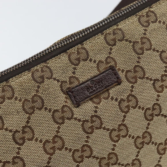 GUCCI GG Canvas Shoulder Bag Beige Silver 114273 Auth ar13891