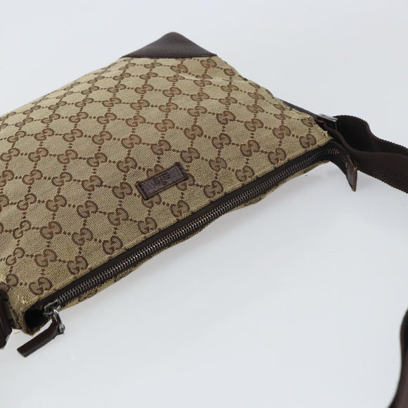 GUCCI GG Canvas Shoulder Bag Beige Silver 114273 Auth ar13891