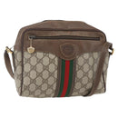 GUCCI GG Supreme Web Sherry Line Bag PVC Beige Gold 00 156 0852 Auth ar13892-1