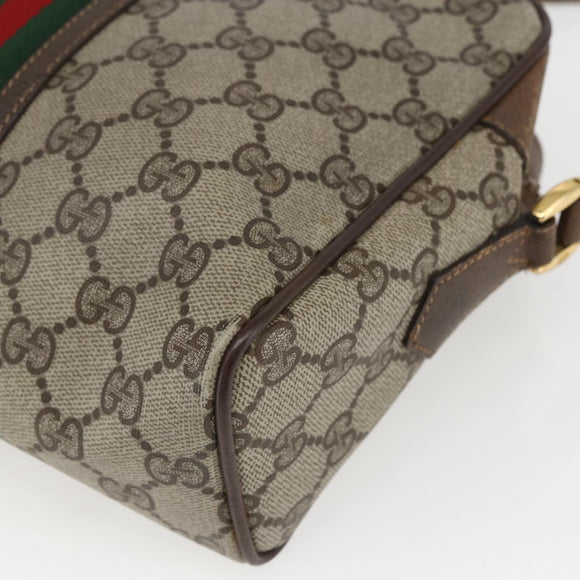 GUCCI GG Supreme Web Sherry Line Bag PVC Beige Gold 00 156 0852 Auth ar13892
