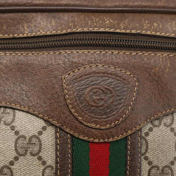 GUCCI GG Supreme Web Sherry Line Bag PVC Beige Gold 00 156 0852 Auth ar13892