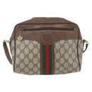 GUCCI GG Supreme Web Sherry Line Bag PVC Beige Gold 00 156 0852 Auth ar13892-2
