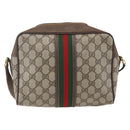 GUCCI GG Supreme Web Sherry Line Bag PVC Beige Gold 00 156 0852 Auth ar13892-3