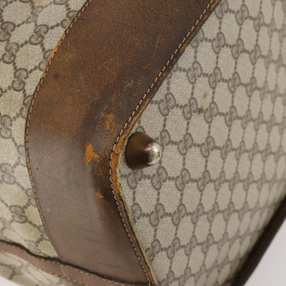 GUCCI GG Supreme Web Sherry Line Boston Bag PVC Beige Gold Auth ar13893