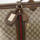 GUCCI GG Supreme Web Sherry Line Boston Bag PVC Beige Gold Auth ar13893-10
