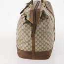 GUCCI GG Supreme Web Sherry Line Boston Bag PVC Beige Gold Auth ar13893-3