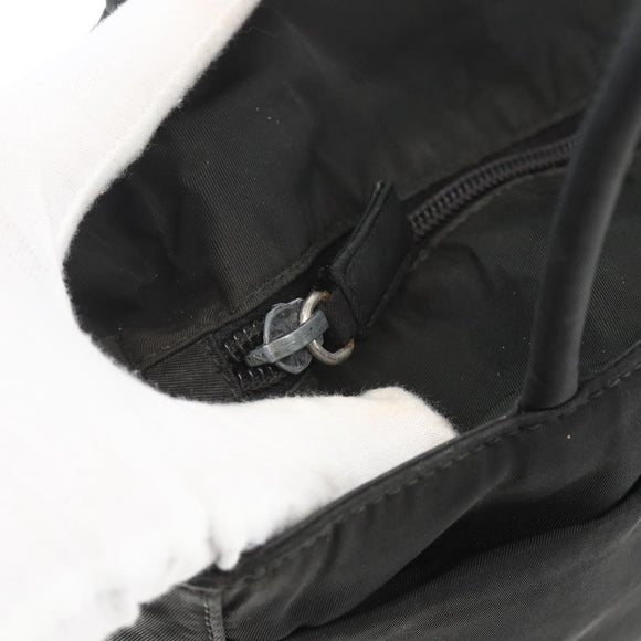 PRADA Hand Bag Nylon Black Silver Auth ar13894