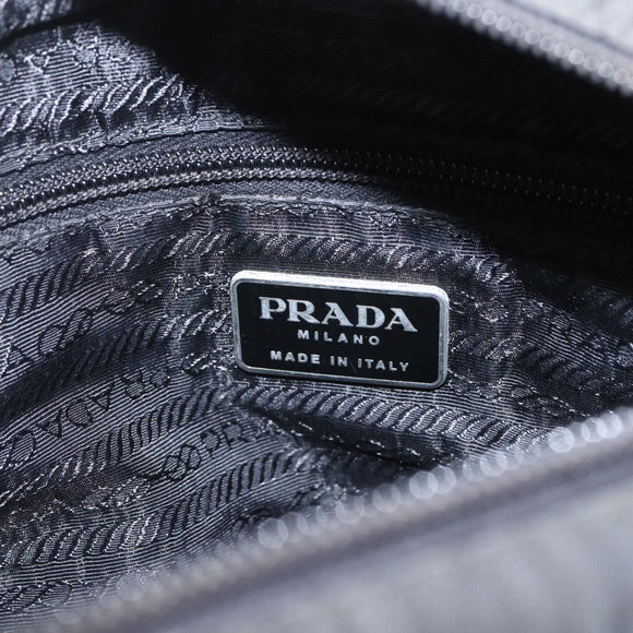 PRADA Hand Bag Nylon Black Silver Auth ar13894