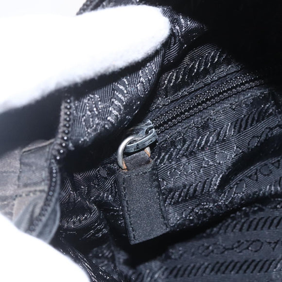 PRADA Hand Bag Nylon Black Silver Auth ar13894