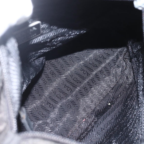 PRADA Hand Bag Nylon Black Silver Auth ar13894