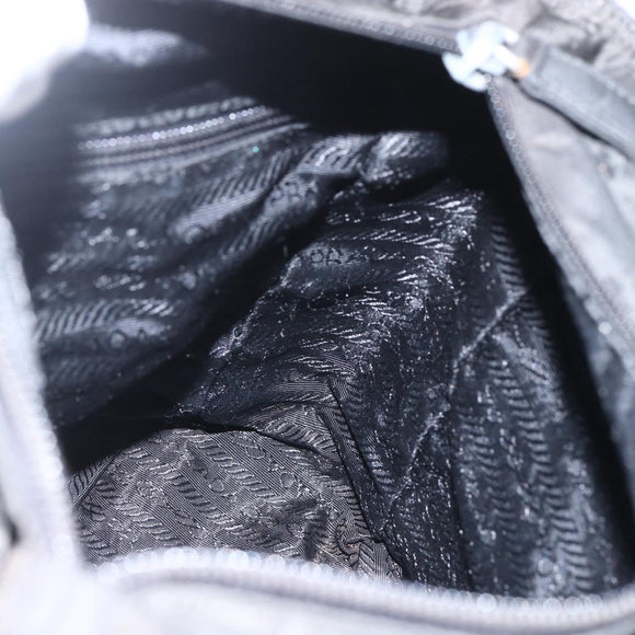 PRADA Hand Bag Nylon Black Silver Auth ar13894