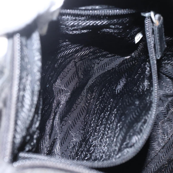 PRADA Hand Bag Nylon Black Silver Auth ar13894