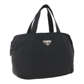 PRADA Hand Bag Nylon Black Silver Auth ar13896