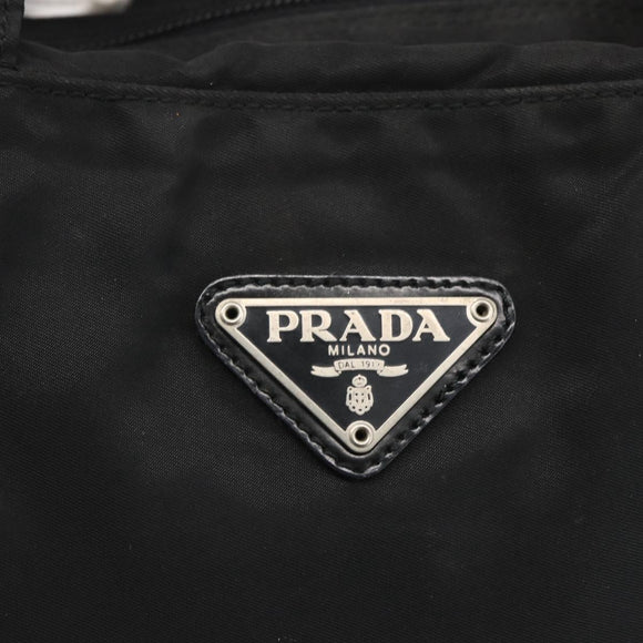 PRADA Hand Bag Nylon Black Silver Auth ar13896