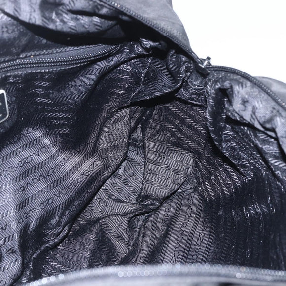 PRADA Hand Bag Nylon Black Silver Auth ar13896