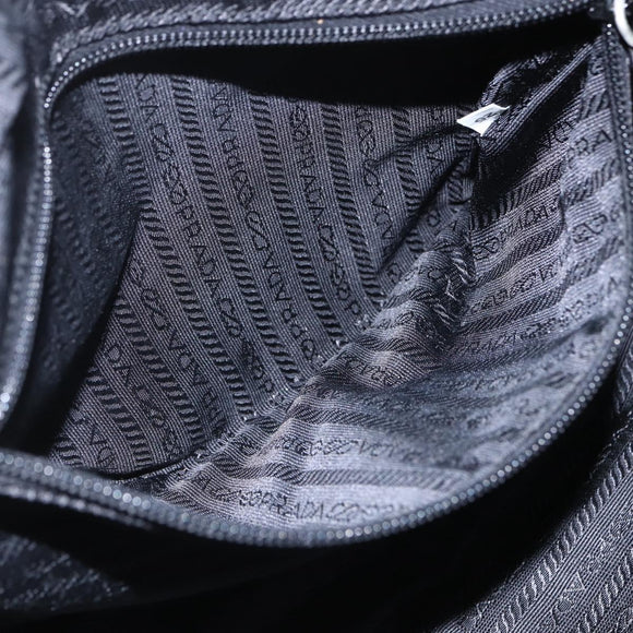PRADA Hand Bag Nylon Black Silver Auth ar13896