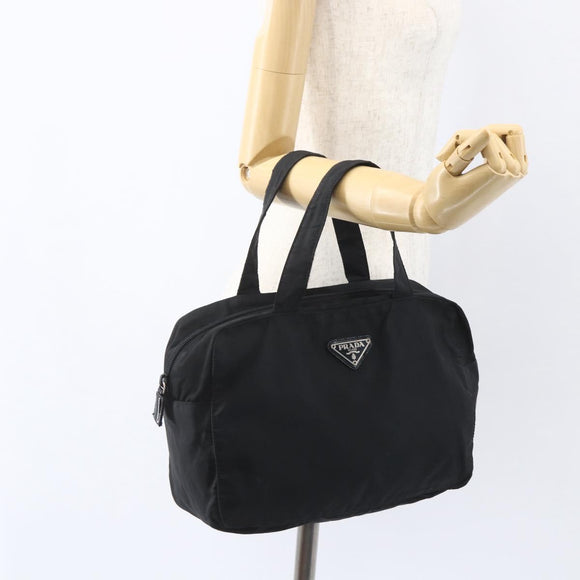 PRADA Hand Bag Nylon Black Silver Auth ar13896