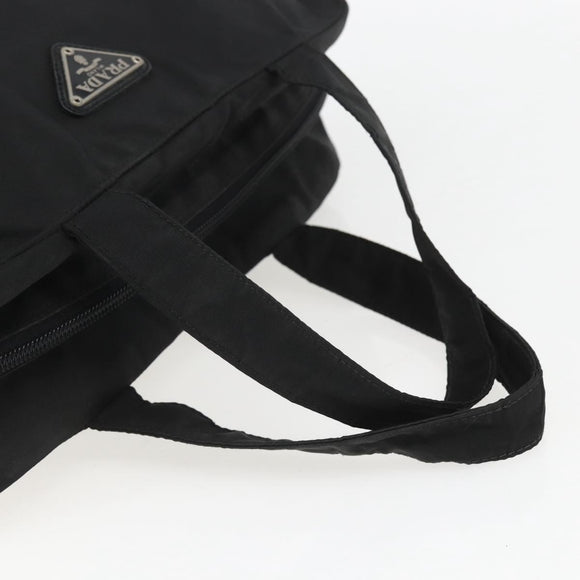 PRADA Hand Bag Nylon Black Silver Auth ar13896