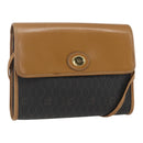 Christian Dior Honeycomb Canvas Shoulder Bag PVC Black Gold Auth ar13897-1