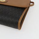 Christian Dior Honeycomb Canvas Shoulder Bag PVC Black Gold Auth ar13897-10