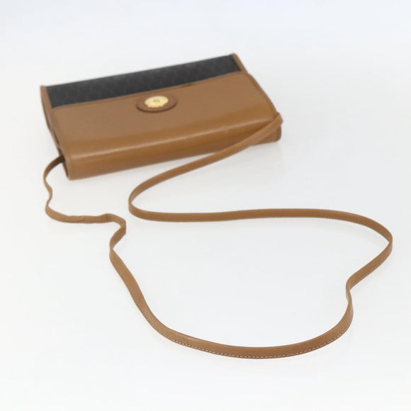 Christian Dior Honeycomb Canvas Shoulder Bag PVC Black Gold Auth ar13897