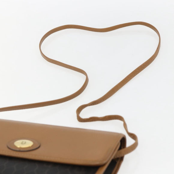 Christian Dior Honeycomb Canvas Shoulder Bag PVC Black Gold Auth ar13897