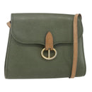 Christian Dior Shoulder Bag Leather Khaki Gold Auth ar13898-1