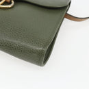 Christian Dior Shoulder Bag Leather Khaki Gold Auth ar13898-9