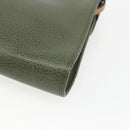 Christian Dior Shoulder Bag Leather Khaki Gold Auth ar13898-15