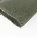 Christian Dior Shoulder Bag Leather Khaki Gold Auth ar13898-16