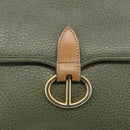 Christian Dior Shoulder Bag Leather Khaki Gold Auth ar13898-10