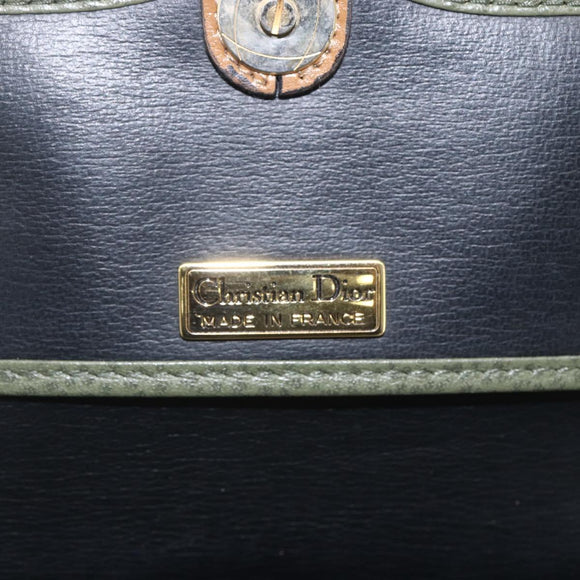 Christian Dior Shoulder Bag Leather Khaki Gold Auth ar13898