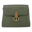 Christian Dior Shoulder Bag Leather Khaki Gold Auth ar13898-13