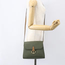 Christian Dior Shoulder Bag Leather Khaki Gold Auth ar13898-20