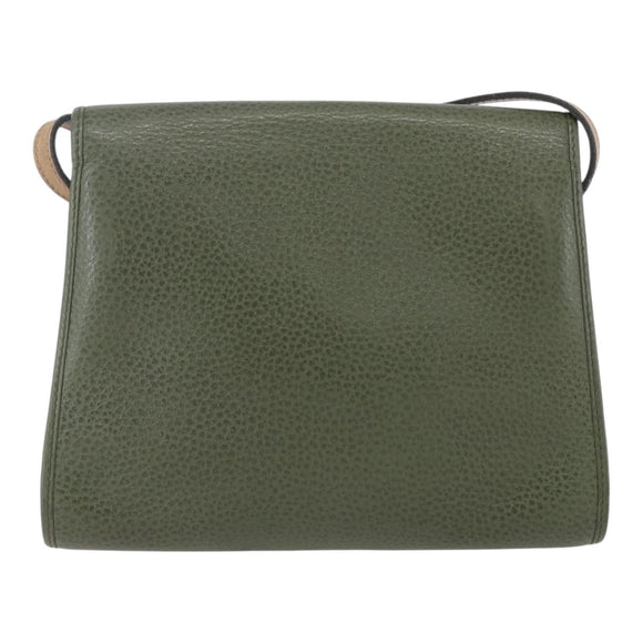 Christian Dior Shoulder Bag Leather Khaki Gold Auth ar13898