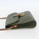 Christian Dior Shoulder Bag Leather Khaki Gold Auth ar13898-4
