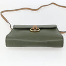 Christian Dior Shoulder Bag Leather Khaki Gold Auth ar13898-5