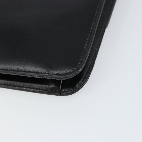 Christian Dior Shoulder Bag Leather Black Gold Auth ar13899
