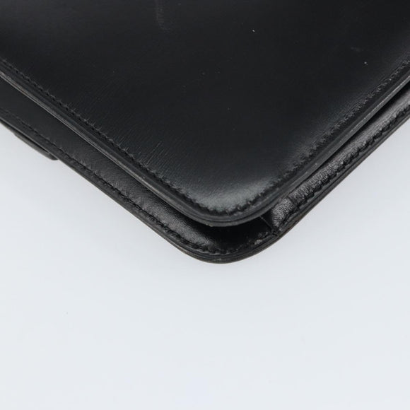 Christian Dior Shoulder Bag Leather Black Gold Auth ar13899
