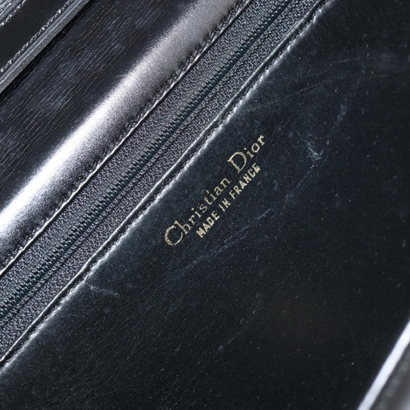 Christian Dior Shoulder Bag Leather Black Gold Auth ar13899