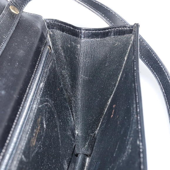 Christian Dior Shoulder Bag Leather Black Gold Auth ar13899