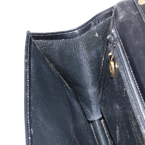 Christian Dior Shoulder Bag Leather Black Gold Auth ar13899