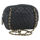 CHANEL Chain Matelasse Shoulder Bag Lamb Skin Black Gold CC Auth ar13902-1