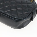 CHANEL Chain Matelasse Shoulder Bag Lamb Skin Black Gold CC Auth ar13902-16