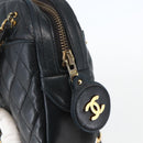 CHANEL Chain Matelasse Shoulder Bag Lamb Skin Black Gold CC Auth ar13902-9