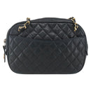 CHANEL Chain Matelasse Shoulder Bag Lamb Skin Black Gold CC Auth ar13902-13