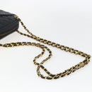 CHANEL Chain Matelasse Shoulder Bag Lamb Skin Black Gold CC Auth ar13902-7