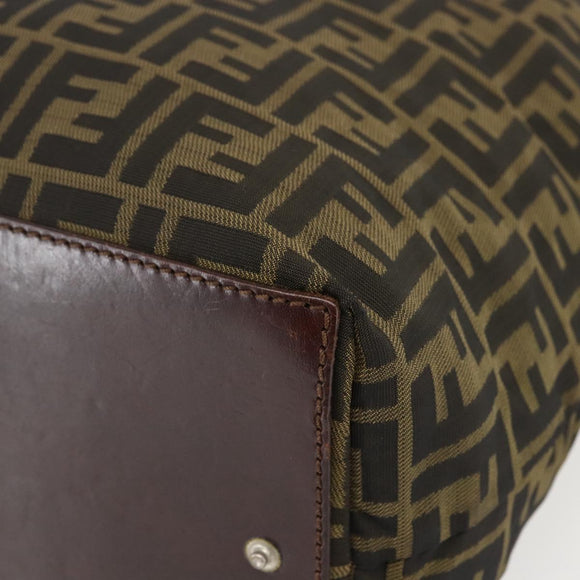 FENDI Zucca Canvas Hand Bag Black Brown Auth ar13907