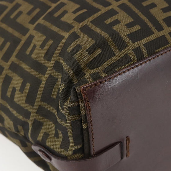 FENDI Zucca Canvas Hand Bag Black Brown Auth ar13907